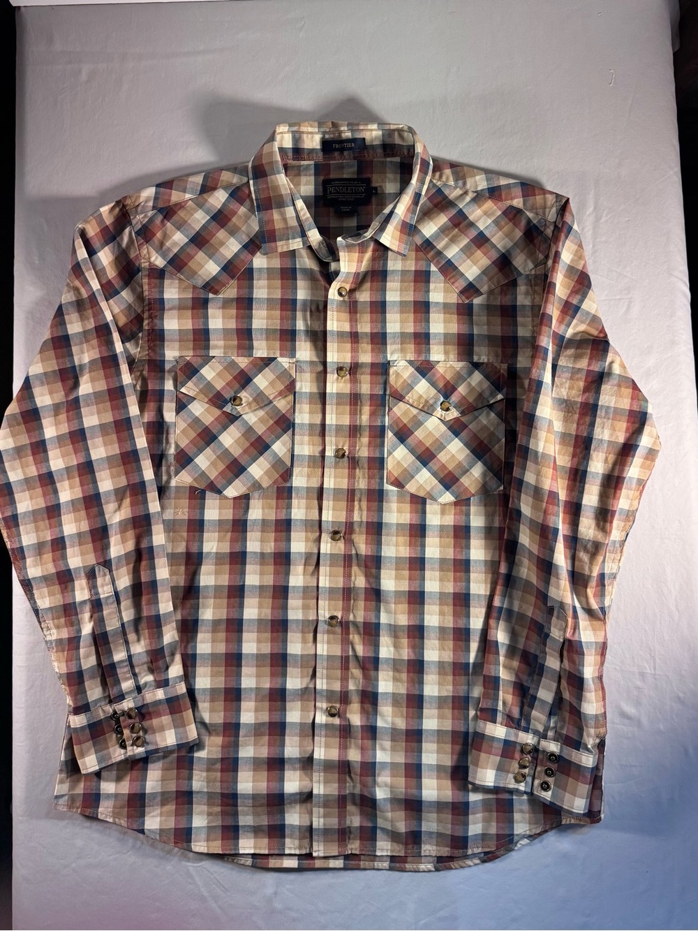 Pendleton Frontier Western Snap Shirt Men’s Plaid Pearl Snaps